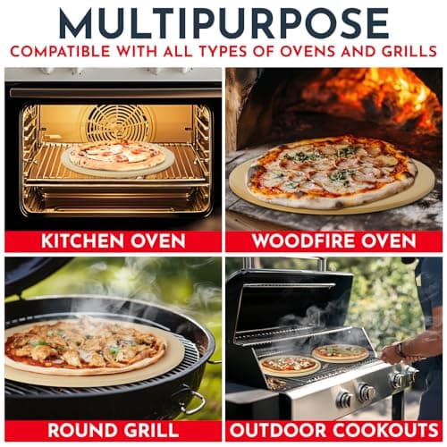Culinary Couture 15 inch Round Pizza Stone for Oven - Large Pizza Stone for Grill, Cordierite Stones for Bread, Calzone, Cookies - Pizza Making Kit - Image 6
