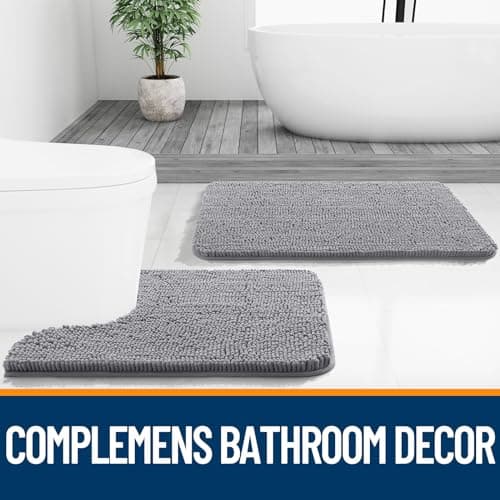 OLANLY Bathroom Rugs 30x20, Extra Soft Absorbent Chenille Bath Rugs, Rubber Backing Quick Dry, Machine Washable Bath Mats for Bathroom Floor, Tub and Shower, Home Decor Accessories, Grey - Image 7