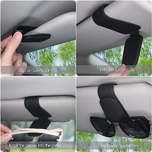 Magnetic Leather Sunglass Holder for Car, Sunglasses Clip for Car Visor, Auto Interior Accessories Universal for Different Size Eyeglasses (Black) - Image 5