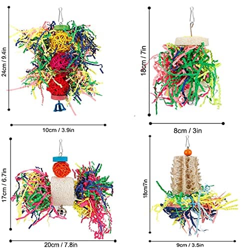 Foraging Toys Parakeet Chewing Hanging Toy Shredded Paper Bird Cage Accessories for Conure Cockatiel Budgies Lovebird Parrotlet - Image 6