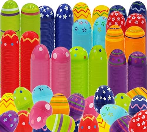 Chochkees Printed Plastic Easter Eggs Fillable with Hinge Colorful, Perfect for Easter Egg Hunt, Surprise Egg, Easter Hunt, 2.3" Inch Assorted Bright Colors (Pack of 12) - Image 3