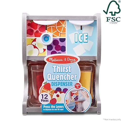 Melissa & Doug Thirst Quencher Wooden Drink Dispenser with Juice Inserts, Ice Cubes & Play Kitchen Accessories, Preschool Learning Toys for Girls & Boys 3+ - FSC Certified - Image 4