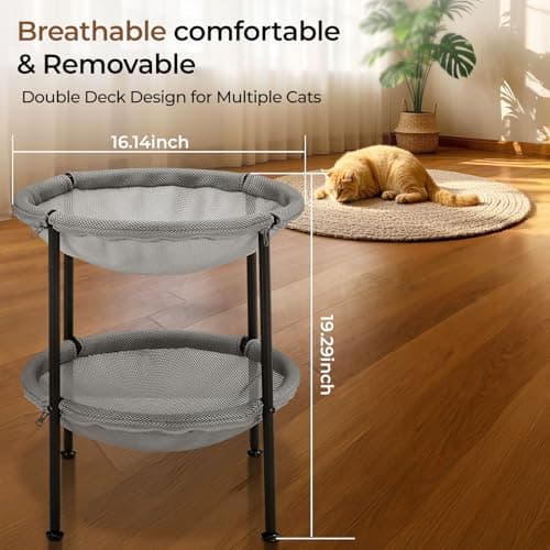 Double Cat Hammock Bed，Elevated and Raised Cat Beds for Indoor and Large Cats - Image 6