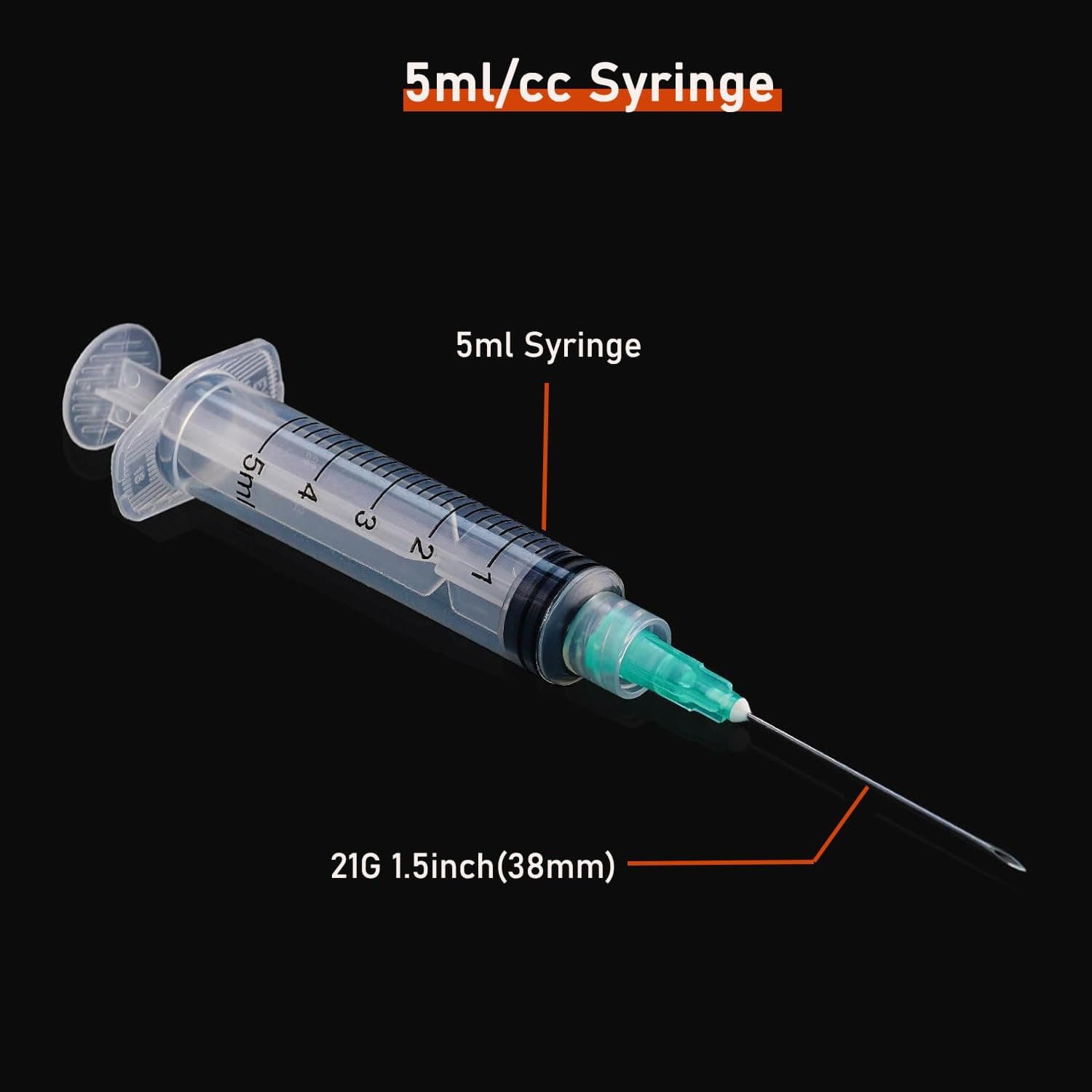 10 Pack 5ml/cc Disposable Luer Lock Lab Syringes with 21Ga 1.5 Inch Needle , Individually Sealed Packed 5ml 10.0 - Image 7