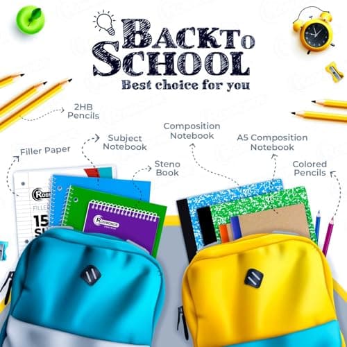 Rosmonde Spiral Notebooks, 12 Pack, 1 Subject Notebook, Wide Ruled, 70 Sheets, 8 x 10-1/2", 3 Hole Punched, School Supplies, Bulk Single Subject Spiral Notebook Bulk, Assorted Colors Pack of Notebooks - Image 6
