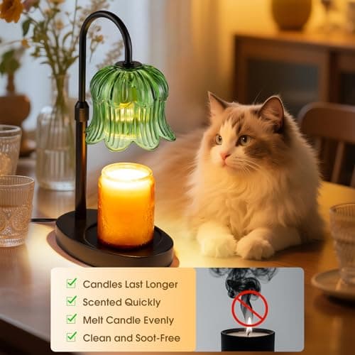 Candle Warmer Lamp Adjustable Timer Electric－Green Flower-Shaped Wax lamp - Image 5
