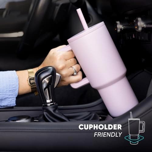Simple Modern 40 oz Trek Tumbler with Handle and Straw Lid | Cup Holder Friendly Insulated Stainless Steel Travel Mug | Midnight Black - Image 3