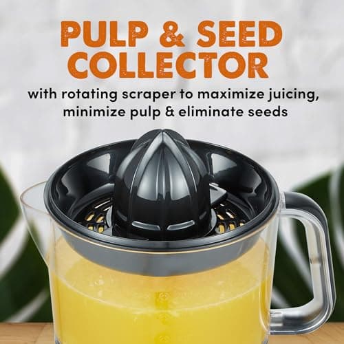 Elite Gourmet ETS623 BPA-Free Electric Citrus Juicer, Compact, Large Volume, Pulp Control, Oranges, Lemons, Limes, Grapefruits with Easy Pour Spout, 24oz, Black/Stainless Steel - Image 4