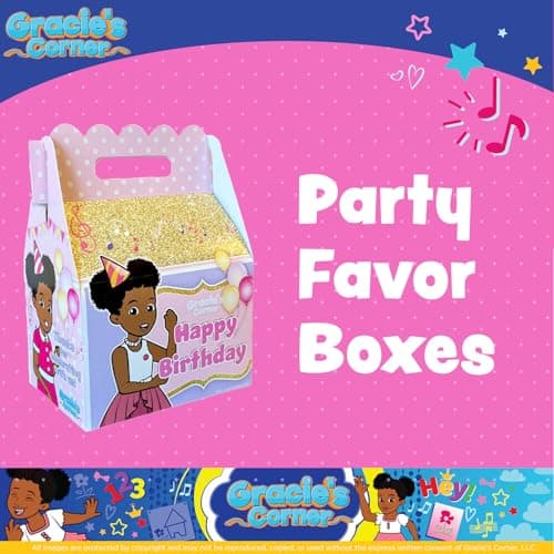 Gracie’s Corner Birthday Party Gable Treat Box, Custom Printed Party Treat Boxes, Party Supplies for Girls’ Birthdays, Baby Showers, and More, Favor Boxes for Party Gifts, and Treats, 8 Count (Pink and Gold) - Image 2