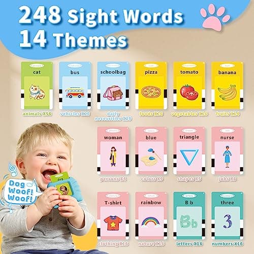 Aullsaty Toddler Toys Talking Flash Cards for 1 2 3 4 5 6 Year Old Boys and Girls, Autism Sensory Toys for Autistic Children, Learning Educational Montessori Speech Therapy 248 Sight Words Kids Gifts - Image 3