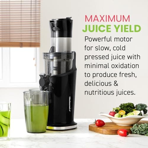 Elite Gourmet EJX017 Whole Fruit 3” Feeding Chute, Dynamic Masticating Slow Juicer, High Yield Cold Press Juice Extractor, Nutrient and Vitamin Dense, Easy to Clean, 27 oz Juice Cup, Black - Image 2