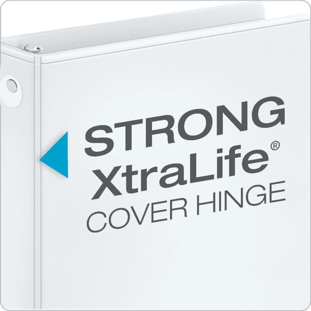 Cardinal Economy 3-Ring Binders, 1", Round Rings, Holds 225 Sheets, ClearVue Presentation View, Non-Stick, White, Carton of 12 (90621) White 1 Inch Binders - Image 3