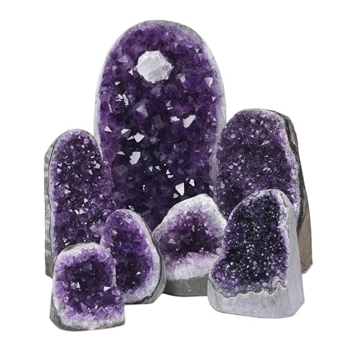 SUPERIOR Amethyst Crystal Rock Cluster [3/4 to 1 lbs] - Natural Edge, Flat Bottom, Healing & Calming Unique Amethyst Purple Geode Stone - Ideal Purple Decoration - Free Selenite Wand - Image 8