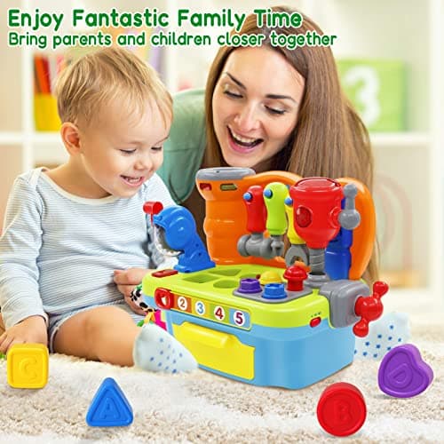 SYAOMUNLY Baby Toys for 1 Year Old Boy Girl Musical Learning Workbench for 1 2 Year Old Boy Birthday Gift Early Educational Sound Shape Toddler Toys Age 1-2 Tool Set for Kids 12-18 Months - Image 2