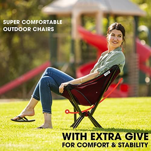 CLIQ Portable Chair - Lightweight Folding Chair for Camping - Supports 300 Lbs - Perfect for Outdoor Adventures - Black, Red (2Pack) - Image 9