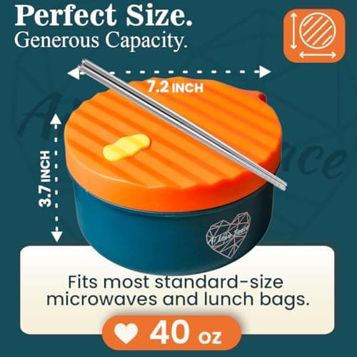 AI LOVE PEACE Ramen Bowl, 40 oz Microwaveable Noodle Cooker for Ramen, Pho, Soup, and Pasta, Dishwasher Safe and Portable, Ideal for Home, Office, Dorm, or Gift (Orange) - Image 4