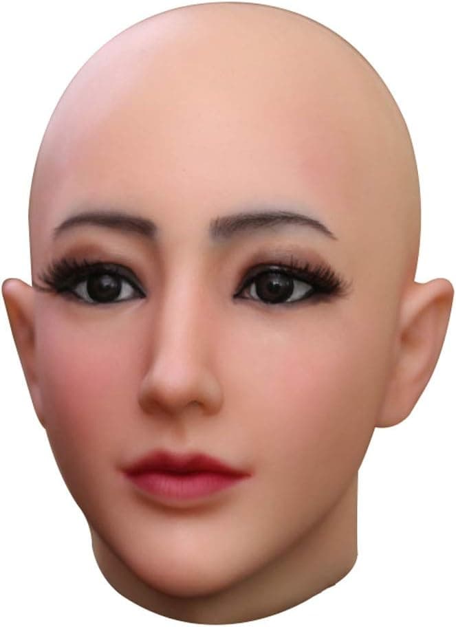 Silicone Female Mask Realistic Face with Makeup for Crossdressing Cosplay Halloween Masks Beige - Image 2