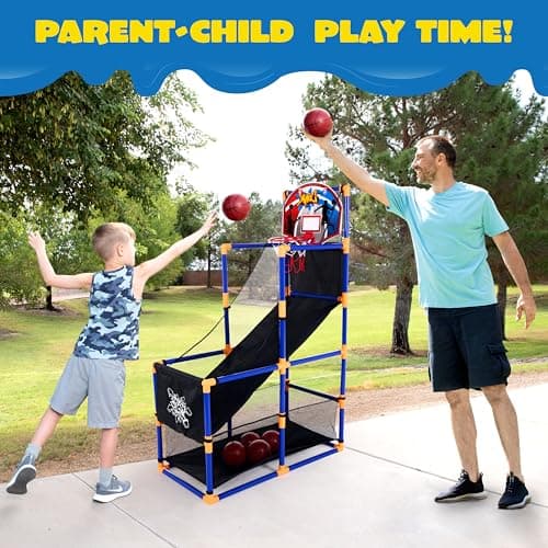 JOYIN Arcade Basketball Game Set with 4 Balls and Hoop for Kids 3 to 12 Years Old Indoor Outdoor Sport Play - Easy Set Up - Air Pump Included - Ideal for Competition - Image 5