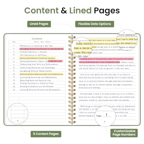 Lined Spiral Journal Notebook for Women & Men, 140 Pages, College Ruled Hardcover Notebook for Work & Note Taking, Journals for Writing, A5(6"x8") - Green - Image 3