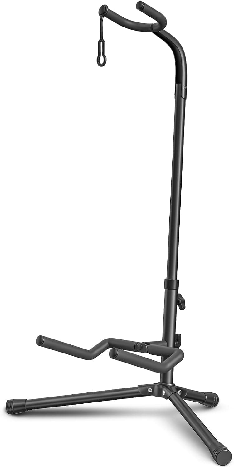 GLEAM Guitar Stand - Adjustable Fit Electric, Classical Guitars and Bass, Load Capacity 20LB, Accessories, Folding Type Black (CG-4) - Image 2