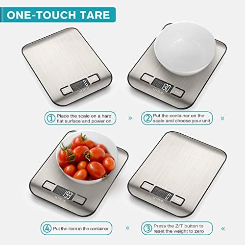 Ultrean Food Scale, Digital Kitchen Scale Weight Grams and Ounces for Baking Cooking and Meal Prep, 6 Units with Tare Function, 11lb (Batteries Included) - Image 5