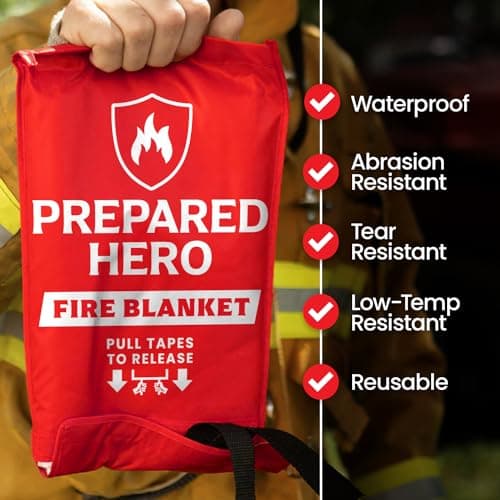 Prepared Hero Emergency Fire Suppression Blanket - 2 Pack, 40' x 40' Fiberglass Blanket for Kitchen and Home - Image 3