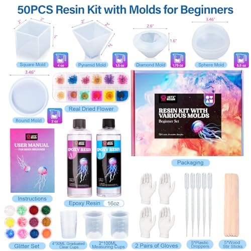 LET'S RESIN Epoxy Resin Kits and Molds Complete Set, 16oz Resin Art Kit with Silicone Molds, Pigment, Dried Flowers, Crafts for Adults, Beginners, Art Supplies for DIY Lovers, DIY Gift for Women - Image 8