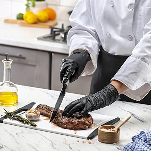 Comfy Package Black Nitrile Gloves [100 Count] 6 Mil, HEAVY DUTY Disposable Gloves for Food Prep, Cooking, Tattoo, Cleaning – Latex-Free, Powder-Free, Textured Fingertips - Large - Image 2