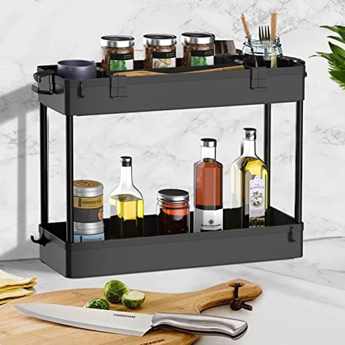 SPACELEAD Slim Storage Cart 3 Tier,Bathroom Organizer Rolling Utility,Mobile Shelving Unit Slide Out for Office, Kitchen, Laundry Room & Narrow Places,Black - Image 6