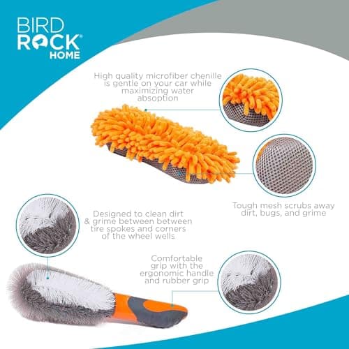 BirdRock Home Car Wash and Detailing Kit | Includes 6 pcs | Exterior and Interior Cleaning | Wheel Brush | Sponge | Duster | Extendable Cleaning Tool - Image 4