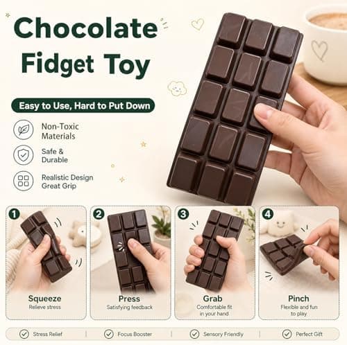 Amazon.com: Chocolate Squishy Toy, Squishies Slow Rising Stress Relief Squeeze Fidget Toy, Soft Simulation Food Squishy for Kids Anxiety Relief Birthday Gifts Party Favors : Toys & Games - Image 8