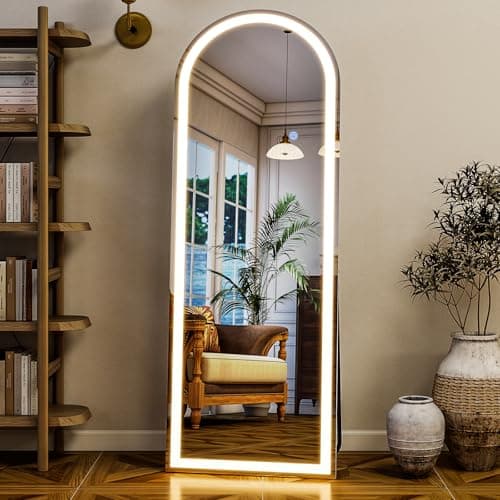 GLSLAND 20"x56" Arched LED Full Length Mirror with Lights – Wall Mounted or Standing Full Body Mirror for Bedroom/Cloakroom – Dimmable with 3 Color Lighting Modes - Image 8