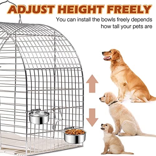 Dog Crate Water and Food Bowl, ShineMe Stainless Steel Dogs Bowls Hanging 2 Pack for Cage Crate Kennel, Spill Proof Dog Bowl for Medium and Small Sized Dogs Cats Pets (6.3 * 2.6” & 5.5 * 2.4”) - Image 3