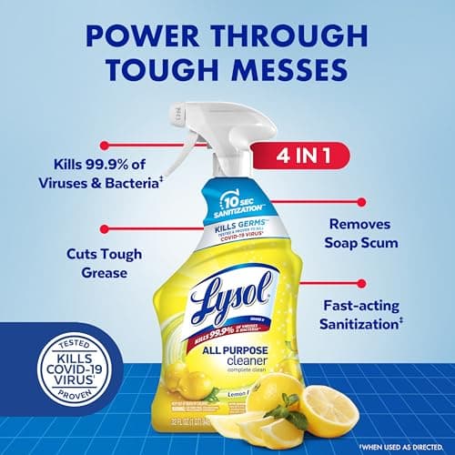 Lysol All Purpose Cleaner Spray, Multi-Purpose Disinfecting Spray, Kitchen & Bathroom Cleaner, Lemon Breeze Scent, 32 Fl Oz - Image 2