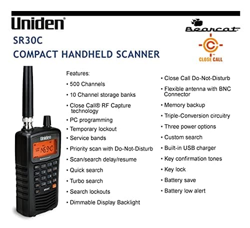 Uniden Bearcat SR30C, 500-Channel Compact Handheld Scanner, Close Call RF Capture, Turbo Search, PC programable, NASCAR, Racing, Aviation, Marine, Railroad, and Non-Digital Police/Fire/Public Safety - Image 6