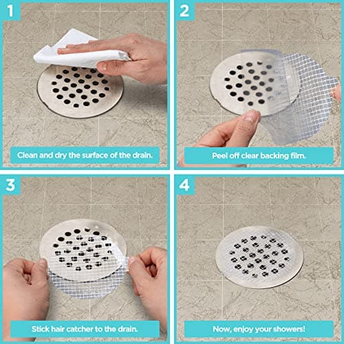 Aire Allure, 25 Pack, Disposable Shower Drain Hair Catcher Mesh Stickers - Image 5