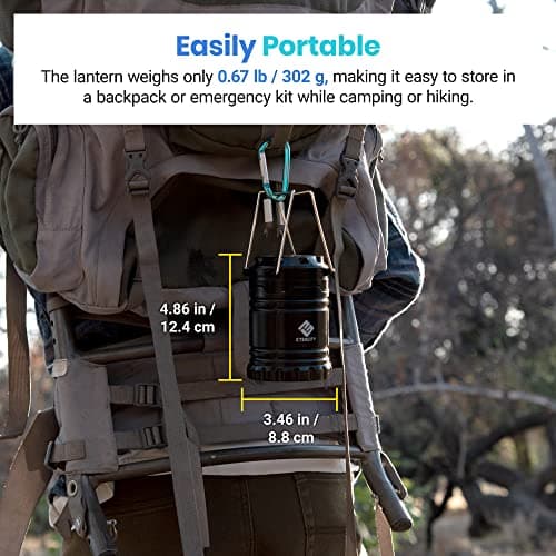 Etekcity Lantern Camping Essentials Lights, Led Flashlight for Power Outages, Survival Gear and Supplies for Emergency, Hurricane Preparedness Items , Battery Operated Lamp, 2 Pack, Black - Image 3