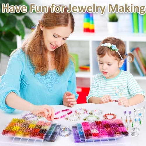 XSEINO About 7200PCS 6mm Glass Beads Bracelet Making Kit,144 Assorted Colors Crystal Glass Beads for Bracelet and Jewelry Making and DIY Crafts,Friendship Gifts,to Give to Friends, Family - Image 5