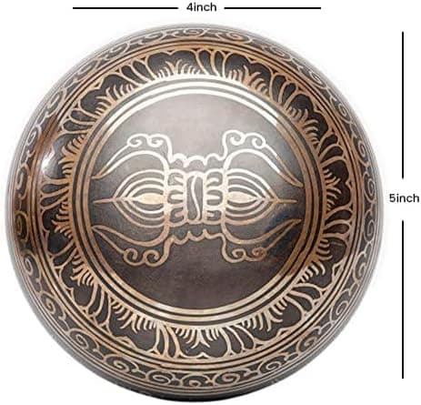 Premium Tibetan Singing Bowl Set – Handmade in Nepal Sound & Meditation Bowl – Spiritual Decor for Yoga, Wellness Spaces & Relaxation by Himalayan Bazaar (Brown & Red) Brown - Red 4 Inches - Image 3