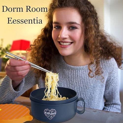 AI LOVE PEACE Ramen Bowl, 40 oz Microwaveable Noodle Cooker for Ramen, Pho, Soup, and Pasta, Dishwasher Safe and Portable, Ideal for Home, Office, Dorm, or Gift (Orange) - Image 8