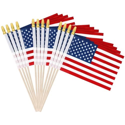 12 Pcs Small American Flags on Stick, 6x4 In 4th of July Decorations, Mini Patriotic USA Flag, Fourth of July Decorations, Hand Held July 4th Flag for Independence Day Supplies Favor Accessories - Image 8