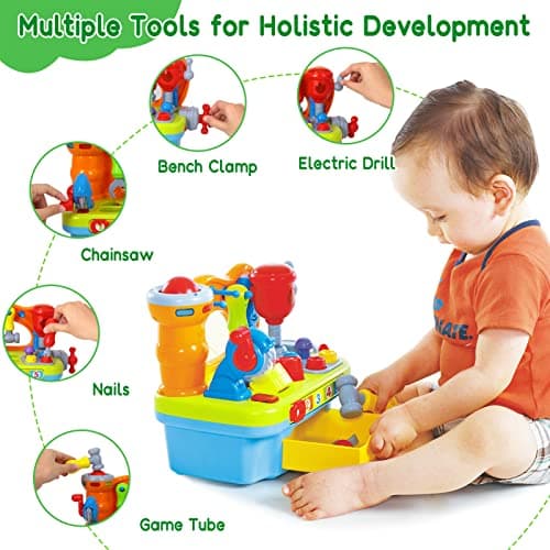 SYAOMUNLY Baby Toys for 1 Year Old Boy Girl Musical Learning Workbench for 1 2 Year Old Boy Birthday Gift Early Educational Sound Shape Toddler Toys Age 1-2 Tool Set for Kids 12-18 Months - Image 5