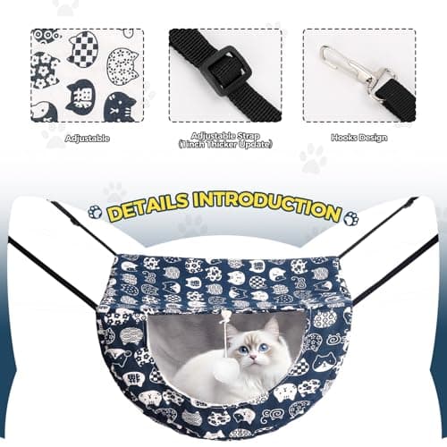 Cat Hammock for Cage with Ball,Hanging Pet Hammock Bed Adjustable,Double Layer Soft Sleeping Hammock for Cats,Ferret,Puppy,Rabbits,Small Animals,1Pack (White) - Image 2