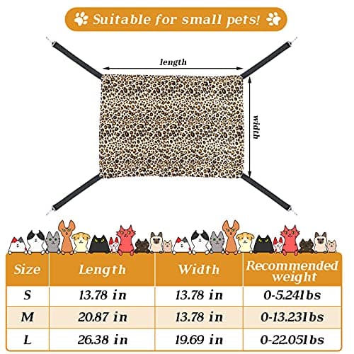 2 Pieces Reversible Cat Hanging Hammock Soft Breathable Pet Cage Hammock with Adjustable Straps and Metal Hooks Double Sided Hanging Bed for Small Dogs Rabbits(Leopard and Dot,M) - Image 3
