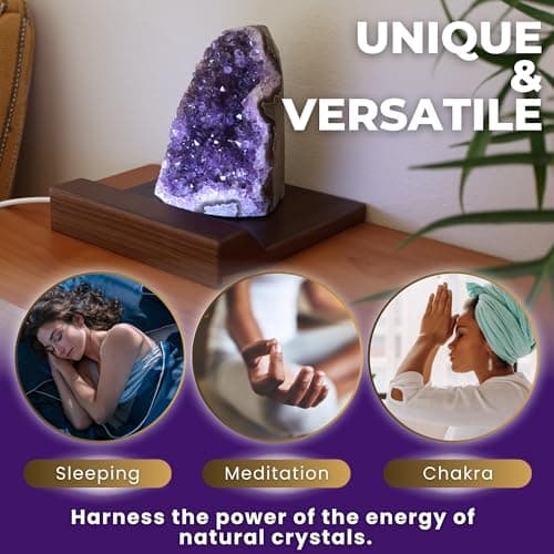 HoHpHq Natural Amethyst Calming Lamp and Healing Crystal Sleep Night Light, Real Purple Crystal Rock Lamp, Quartz Stones for Home Décor,Chakra,Meditation,Unique Gift (Medium-Light Purple-Shine Peak) - Image 2