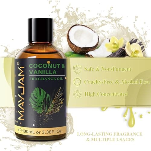 MAYJAM 100ML/3.38FL.OZ Coconut & Vanilla Fragrance Oils with Glass Dropper, Essential Oils for Diffusers for Home, Long Lasting Scented Oils for Diffusers Soap Candle Making - Image 3