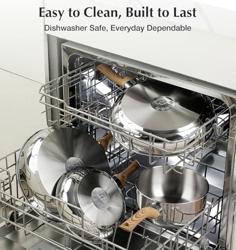KOCH SYSTEME CS Stainless Steel Coowkare Set 10PCS, Professional 18/10 Stainless Steel Pots and Pans Set with Cool-Touch Handles, Tri-ply Base, Kitchen Cookware Sets, Cooking Set Induction Compatible - Image 8