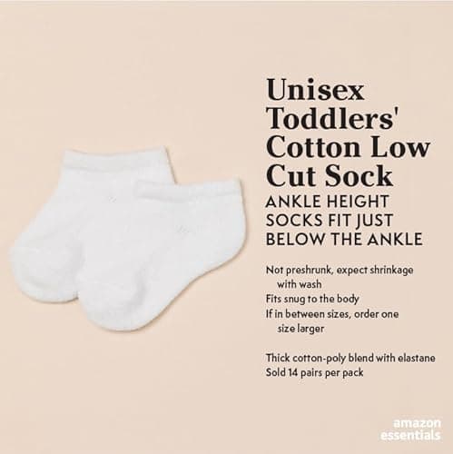 Amazon Essentials Unisex Kids' Cotton Low Cut Cushioned Sock, 14 Pairs, White/Grey, Medium - Image 2