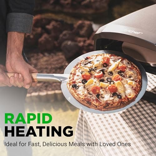 Nutrichef Outdoor Pizza Oven - Manual 360° Rotating Pizza Stone - Adjustable Heat - Includes Pizza Peel, Pizza Cutter, Stone, Cover, & Hose - Cook 12" Pizza in 60 Seconds - Long Handle - Image 6