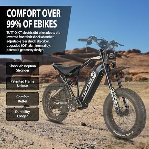 Tuttio Electric-Dirt-Bike for Adults-Teens, ICT Peak 4000W-43MPH-60V-25AH Electric Motorcycle 20" Fat-Tire-Electric-Bike for Mountain Snow Off-Road Fit Age 16+ - Image 9